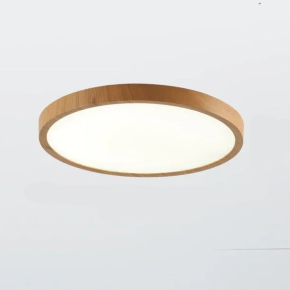 Round Wood-Look LED Ceiling Light – 1 in Slim Profile – 3 Color Temps – Contemporary Flush Mount for Living Room, Bedroom & Dining Room | Thomler