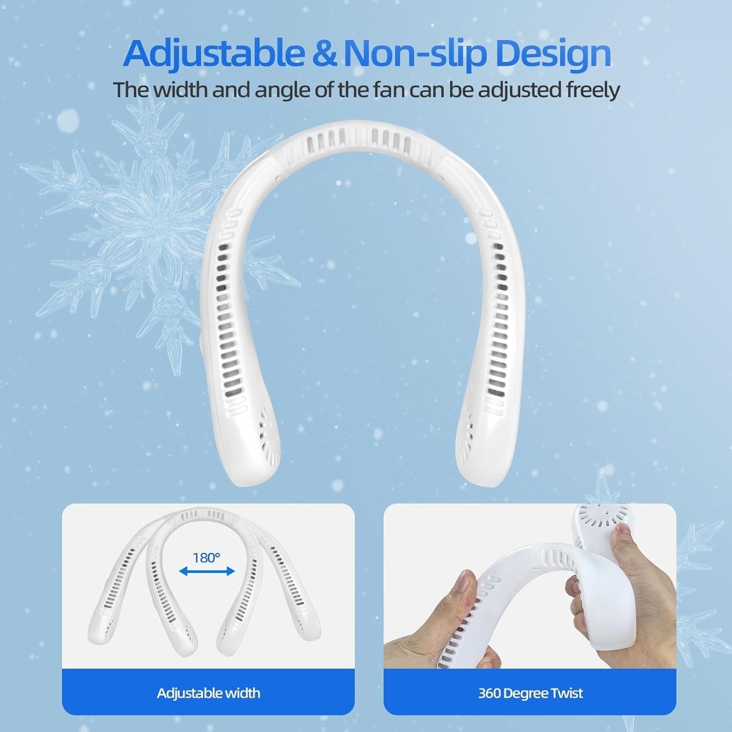 Hands-Free Wearable Personal Neck Fan with 5 Speeds and Dual Bladeless Air Vents for Outdoor Sports Hiking Gym Running Travel Summer Heat | Thomler