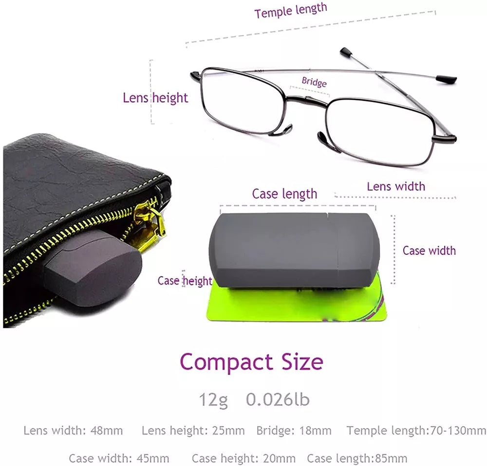 Compact Folding Reading Glasses with Protective Case – Unisex Pocket Readers for Men & Women, Travel-Friendly Foldable Eyeglasses | Thomler