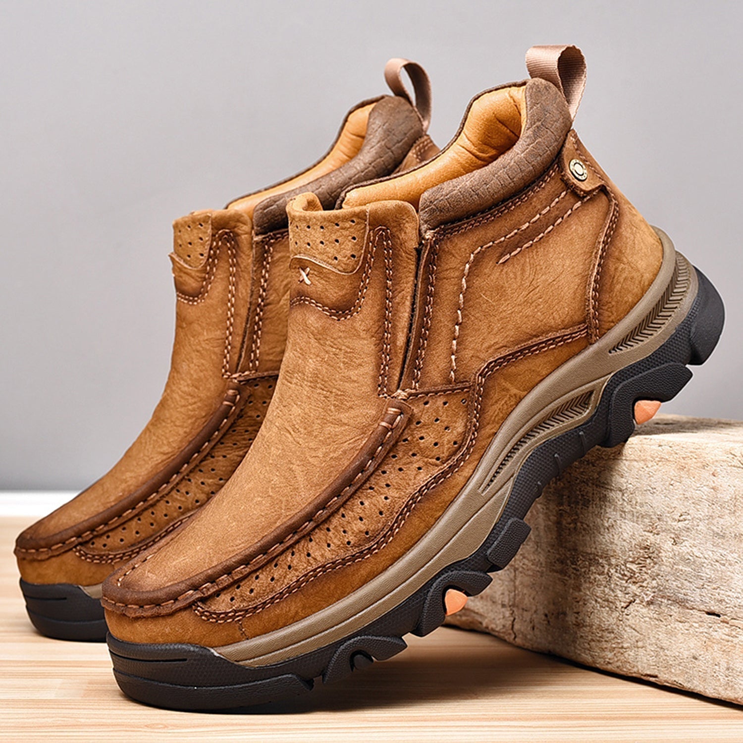 Leather High-Top Ankle Boot Orthopedic Arch Support Walking Sneakers for Men & Women | Posture Correcting Slip-On Athletic Footwear | Thomler