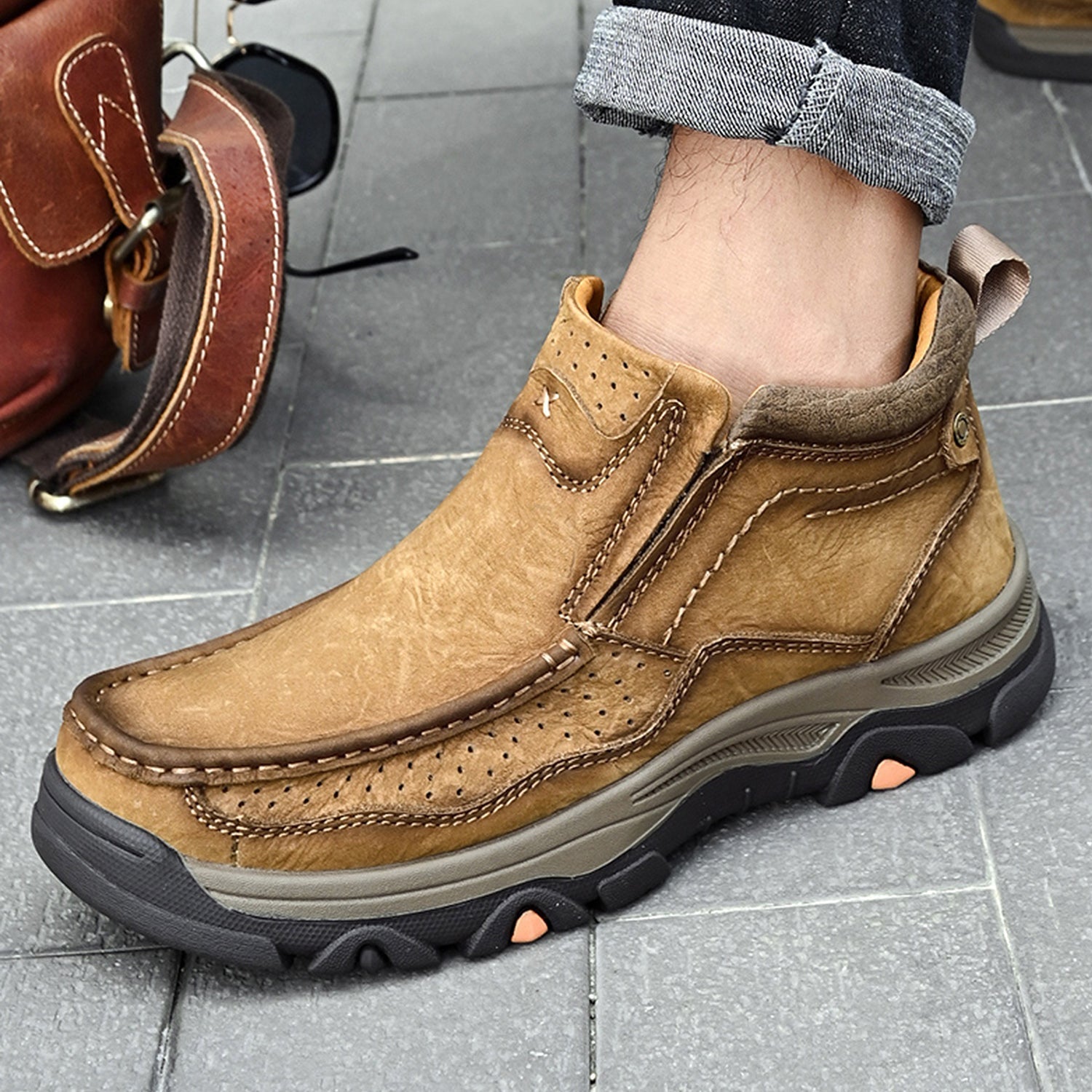 Leather High-Top Ankle Boot Orthopedic Arch Support Walking Sneakers for Men & Women | Posture Correcting Slip-On Athletic Footwear | Thomler