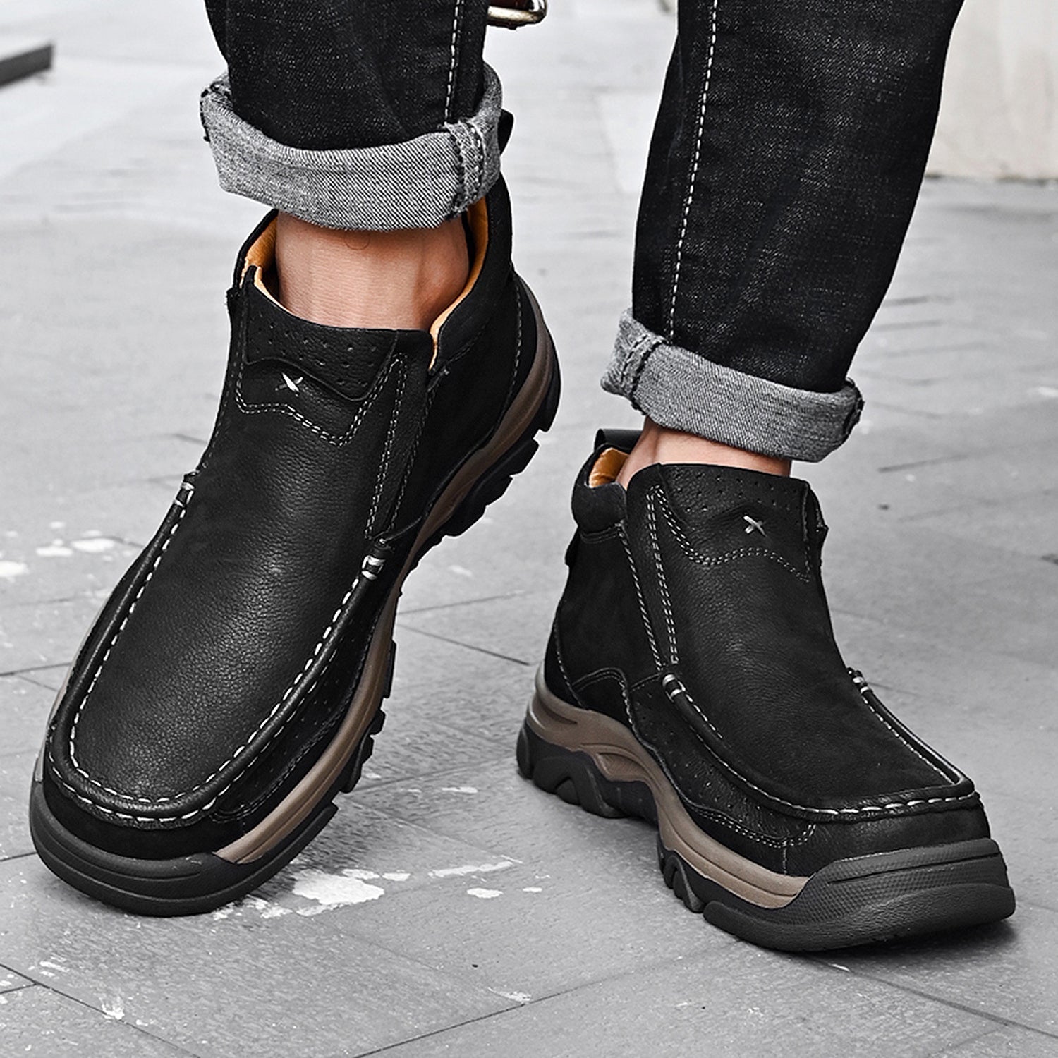 Leather High-Top Ankle Boot Orthopedic Arch Support Walking Sneakers for Men & Women | Posture Correcting Slip-On Athletic Footwear | Thomler