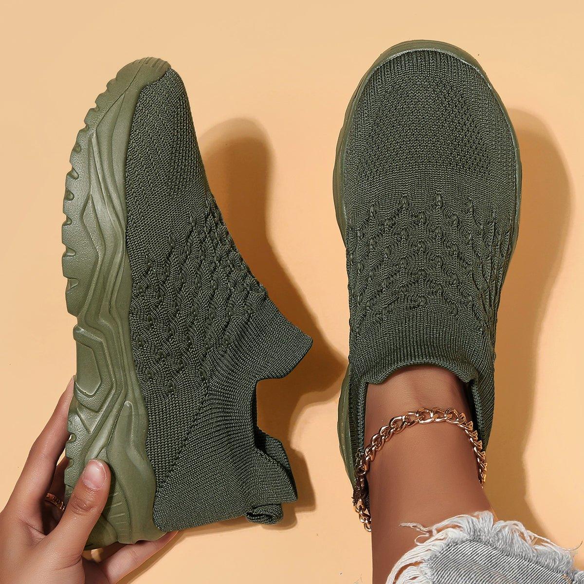Slip-On Walking Shoes with Cushioned Insole & Arch Support in Olive Green for Men & Women | Thomler