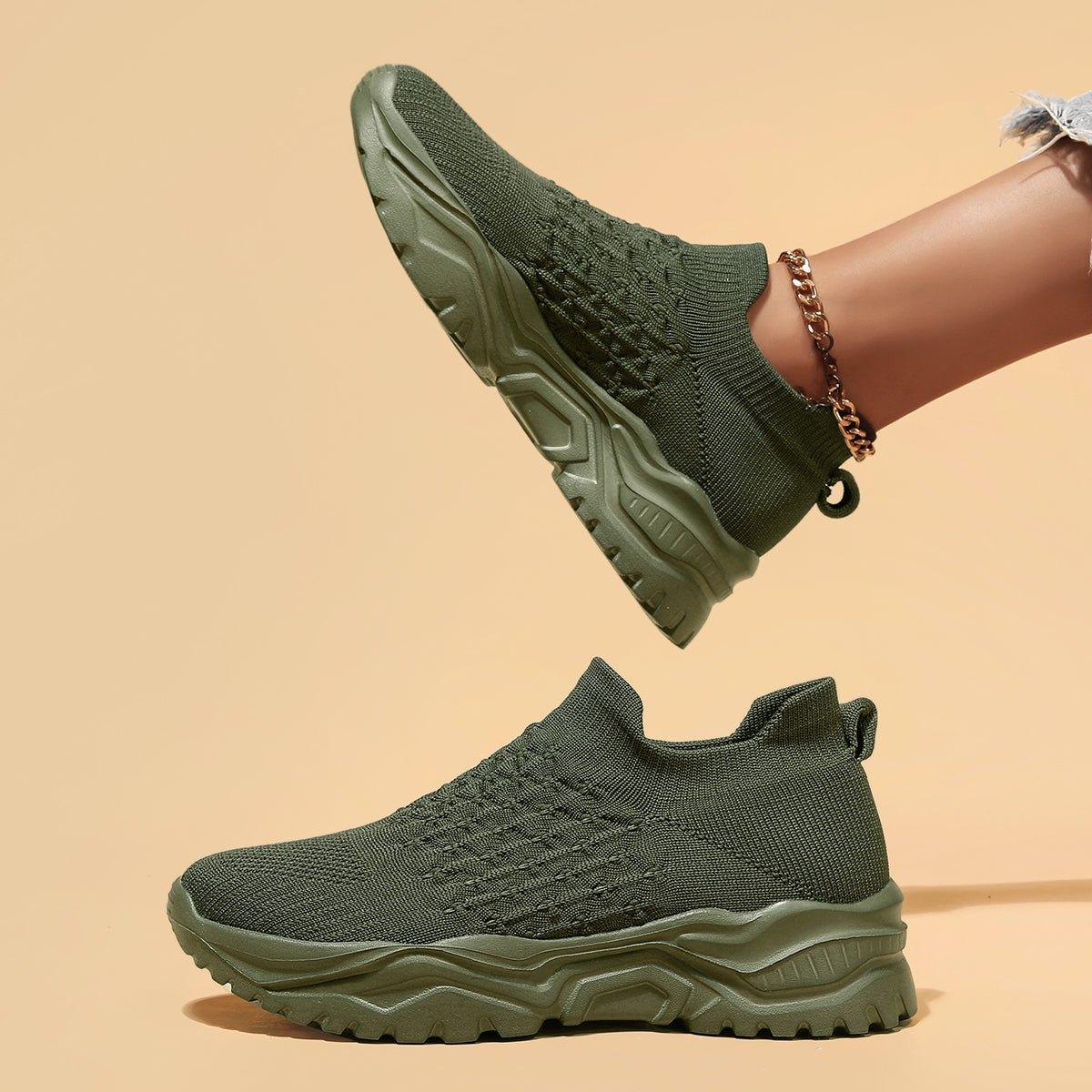 Slip-On Walking Shoes with Cushioned Insole & Arch Support in Olive Green for Men & Women | Thomler
