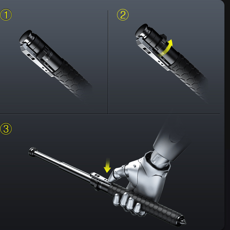 Telescopic Support Cane with Quick-Deploy Mechanism & Textured Grip for Stability, Hiking & Personal Security | Thomler