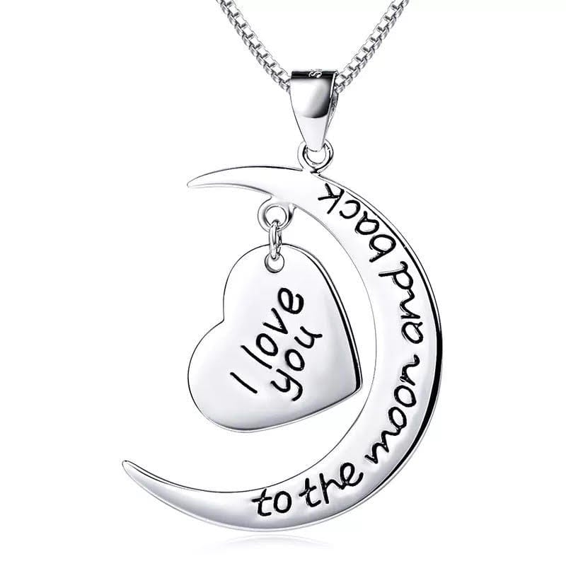 Crescent Moon Heart Pendant Necklace – Silver Alloy Charm for Women & Girls – Romantic Jewelry Gift for Mom Daughter Sister Girlfriend | Thomler