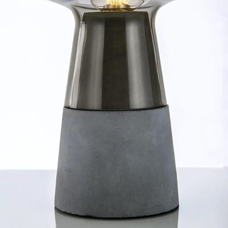 Glass Goblet Table Lamp with Cement Base – Warm Ambient Lighting for Bedroom, Living Room & Nightstand | Modern Tinted Globe Accent Light | Thomler