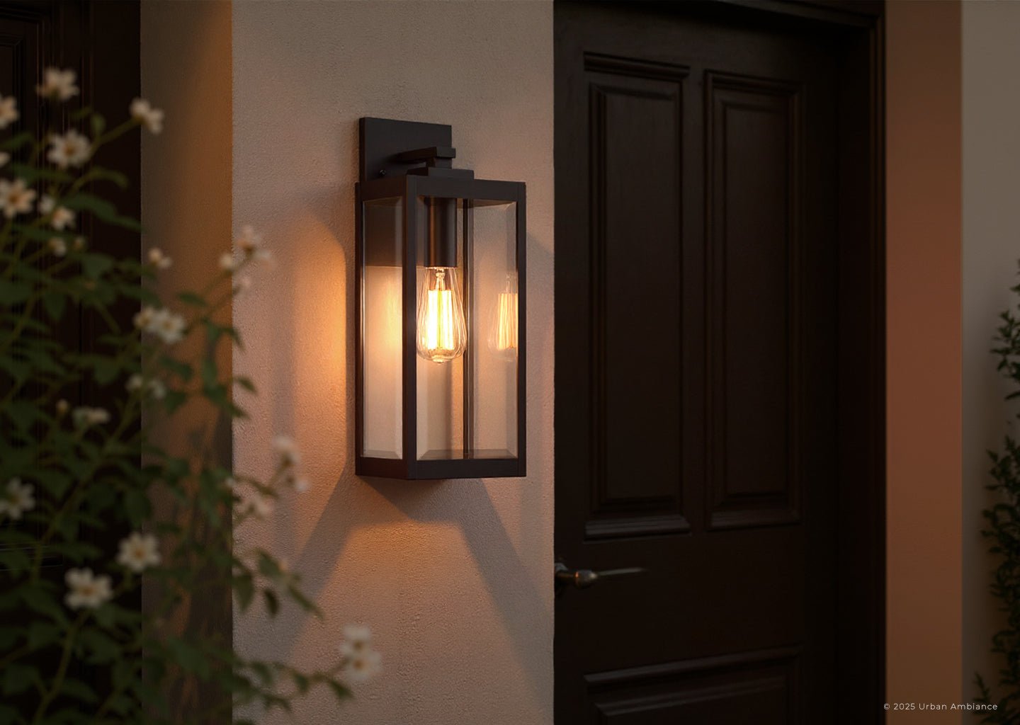 Wall Lamp Steel Glass 43.2 cm Black Outdoor Front Door Patio Lighting Waterproof Farmhouse Exterior Wall Light | Thomler