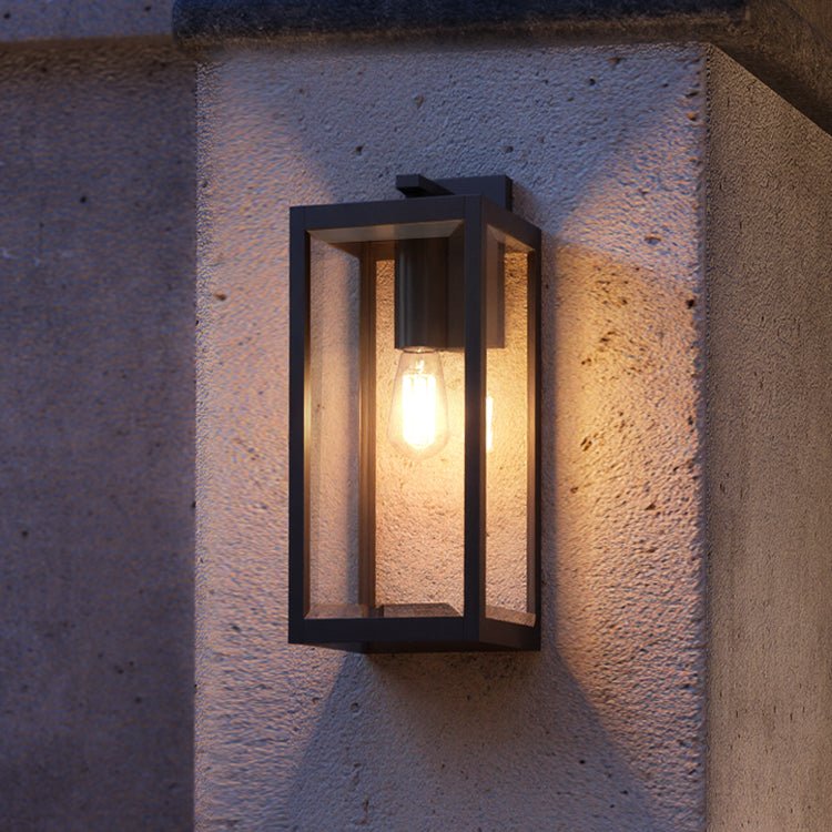 Outdoor Wall Lamp Steel Glass 50.8 cm Black Front Door Facade Lighting Modern Farmhouse Weather Resistant Entrance Light | Thomler