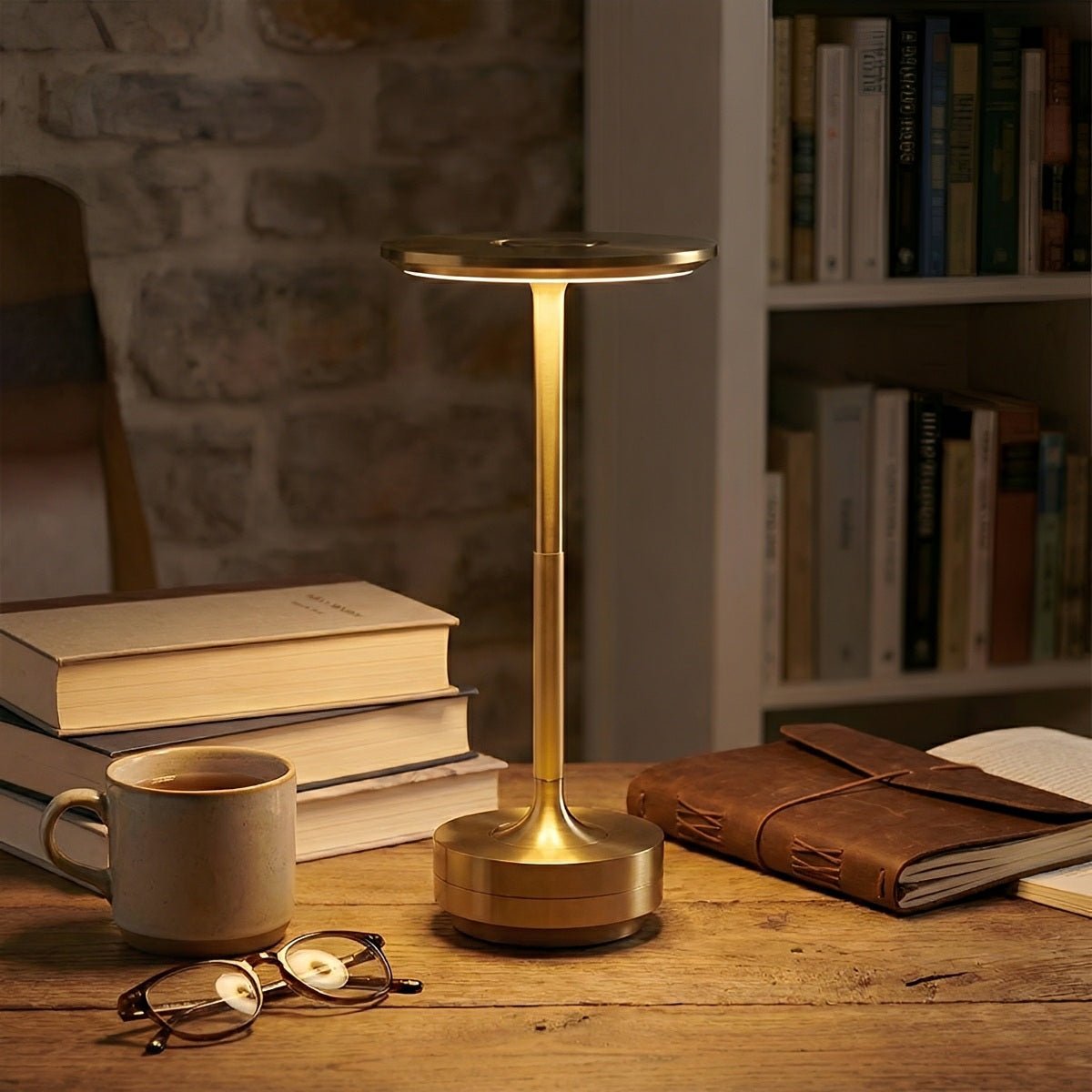 Table Lamp Aluminum LED 11.0 in Dimmable USB Rechargeable Bedroom Desk Lighting Modern Compact Nightstand Light | Thomler