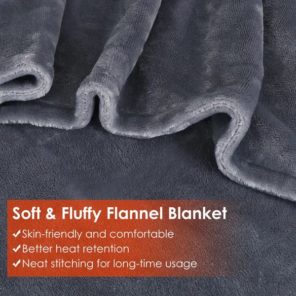 Heated Throw Blanket with Sleeves & Zipper, USB Powered, 8 Heat Zones, Fleece Wrap, 59×31 in | Thomler