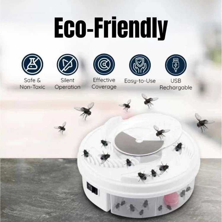 Rotating Fly Catcher Device – USB Powered Automatic Pest Collector for Indoor & Outdoor Use – Silent Operation – Safe for Kitchens, Patios | Thomler