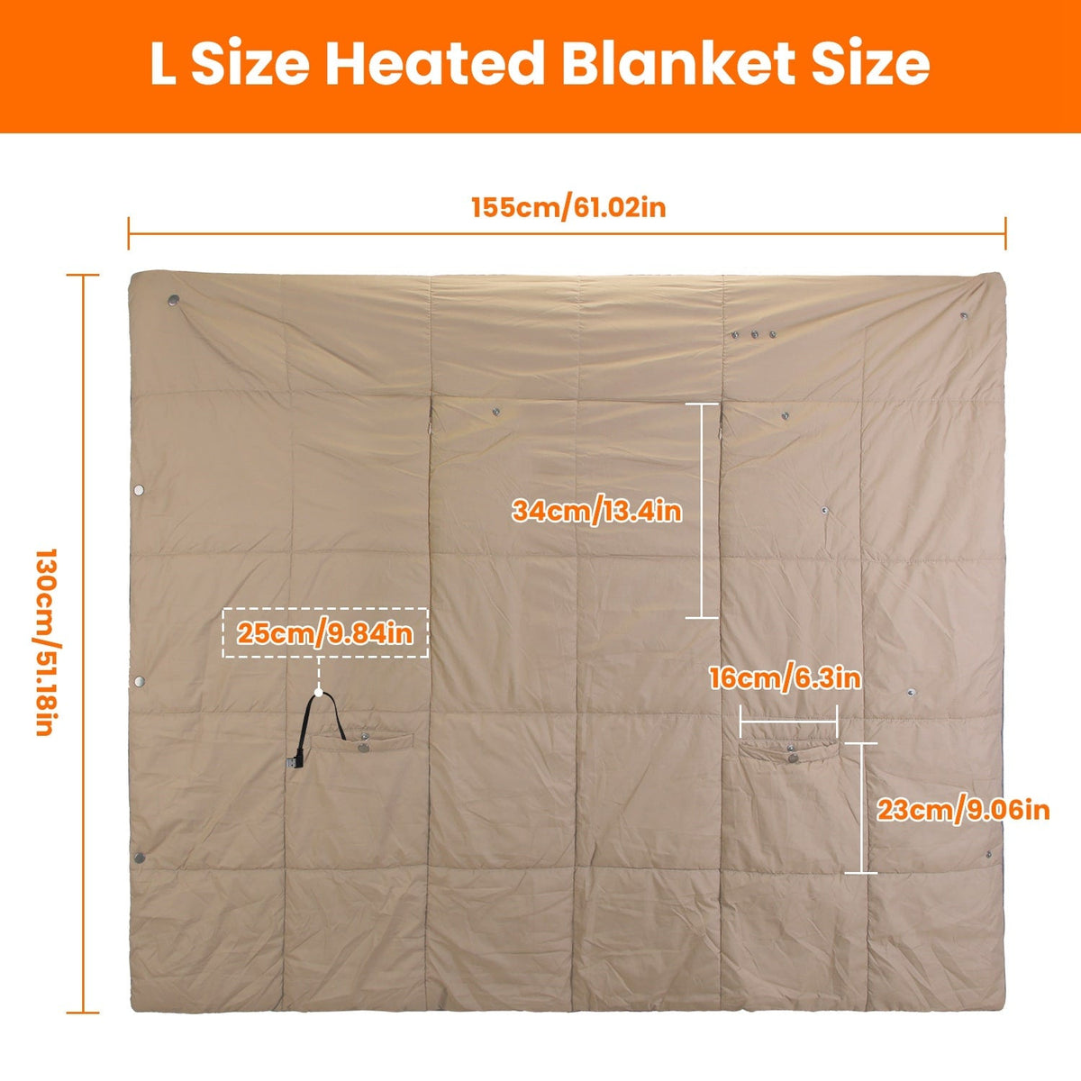 Wearable USB Heated Throw with Arm Slits, Dual Controls & 6 Warmth Zones | Thomler
