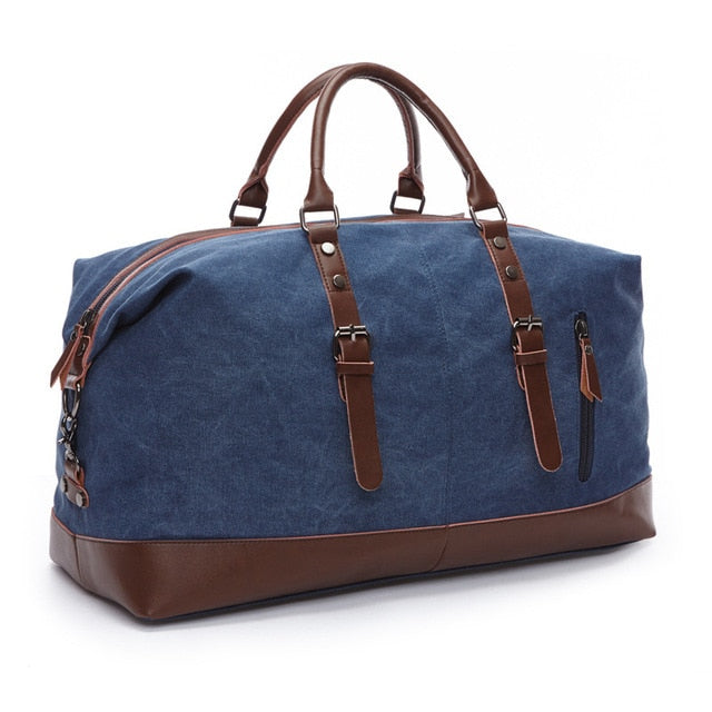 Leather Canvas Weekend Travel Bag for Men & Women – Vintage Style Overnight Duffel with Waterproof Coating | Thomler