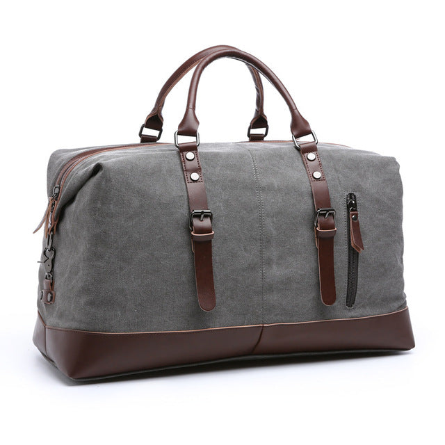 Weekend Travel Duffel Bag – Canvas & Leather Overnight Carryall for Gym, Business Trips & Short Getaways – Sturdy Weekender Holdall | Thomler
