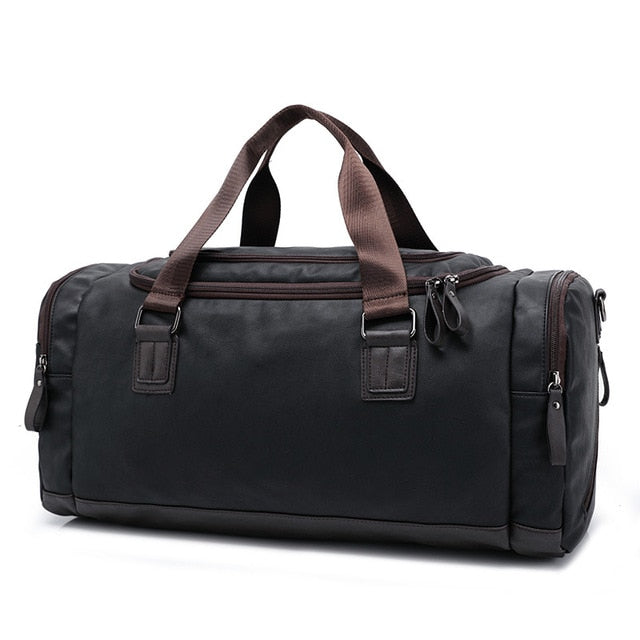 Faux Leather Weekend Duffel Bag with Shoulder Strap for Travel & Gym | Thomler