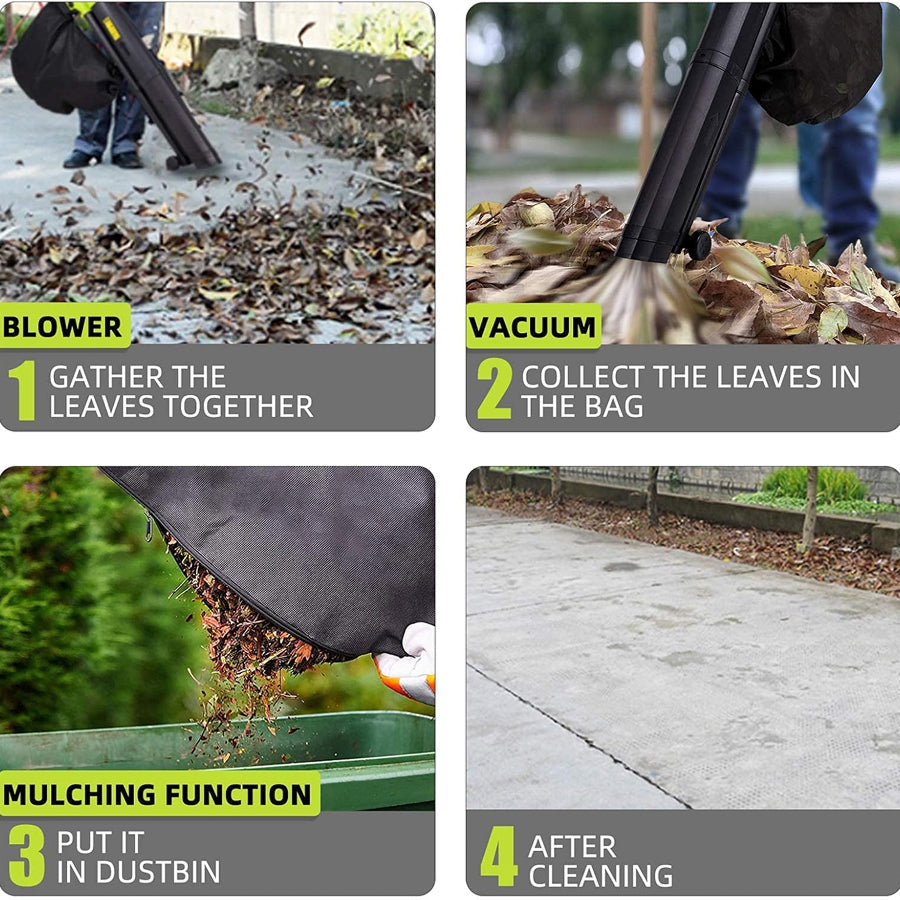 Electric Leaf Blower Vacuum Mulcher 3-in-1 with 35L Bag & 10:1 Shredder for Lawns Driveways Patios | Lightweight Corded Garden Tool | Thomler