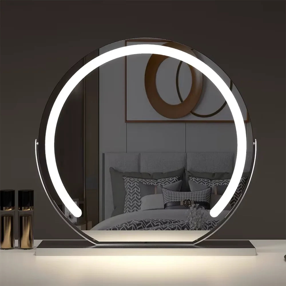LED Lighted Makeup Mirror 15x Magnifying Touch Adjustable Brightness Vanity Desktop Gold Black White Rotating Frame 3 Light Modes for | Thomler