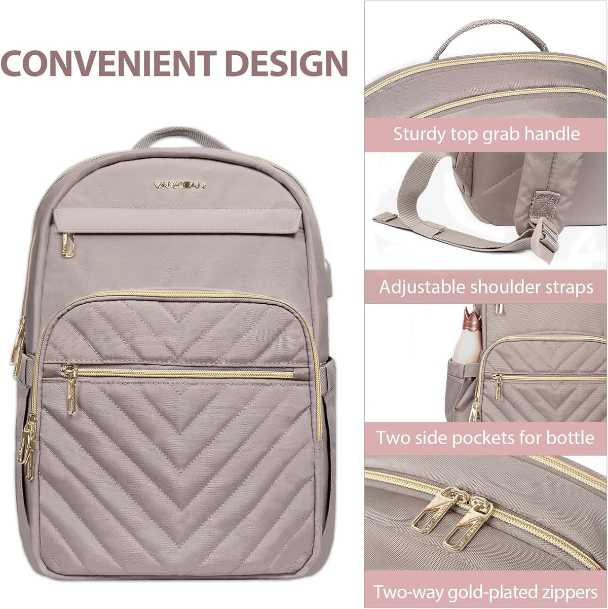Water-Resistant Laptop Backpack with USB Charging Port for Women – Fits 15.6 Inch Laptops, Commuter & Travel Bag with Padded Compartments | Thomler