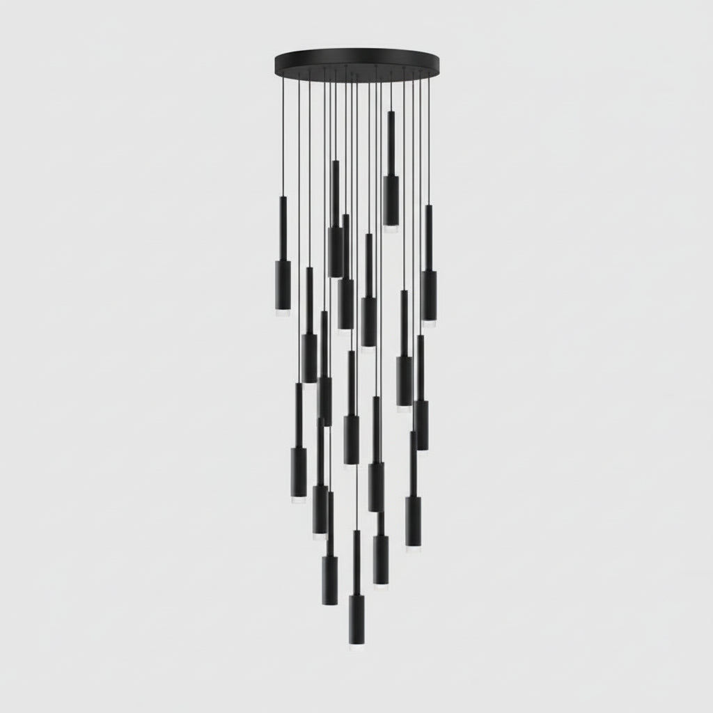 Adjustable Multi-Drop Tube Pendant Light – Dimmable LED Stairwell & Foyer Chandelier | Thomler