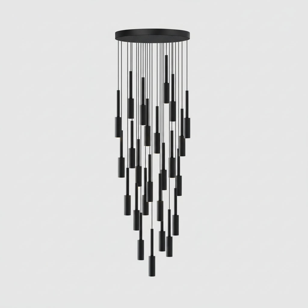 Adjustable Multi-Drop Tube Pendant Light – Dimmable LED Stairwell & Foyer Chandelier | Thomler