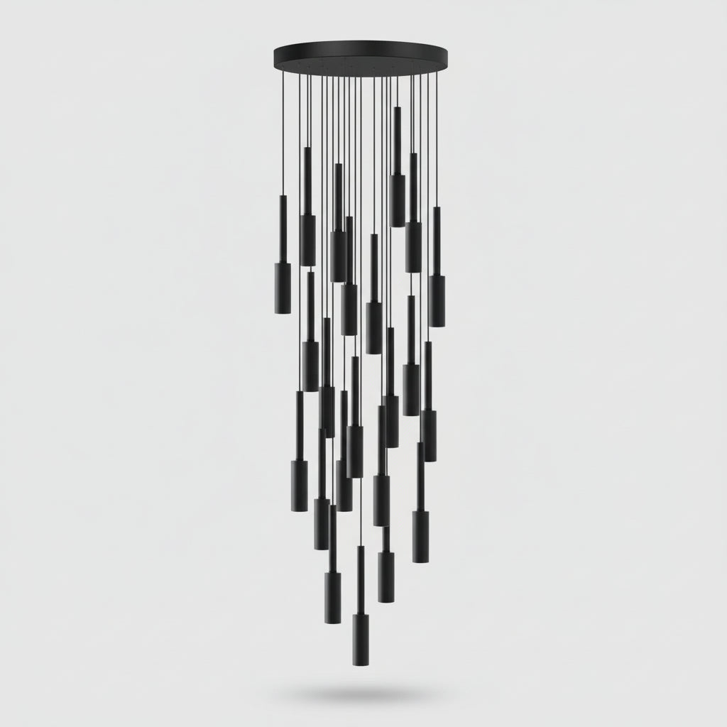 Adjustable Multi-Drop Tube Pendant Light – Dimmable LED Stairwell & Foyer Chandelier | Thomler