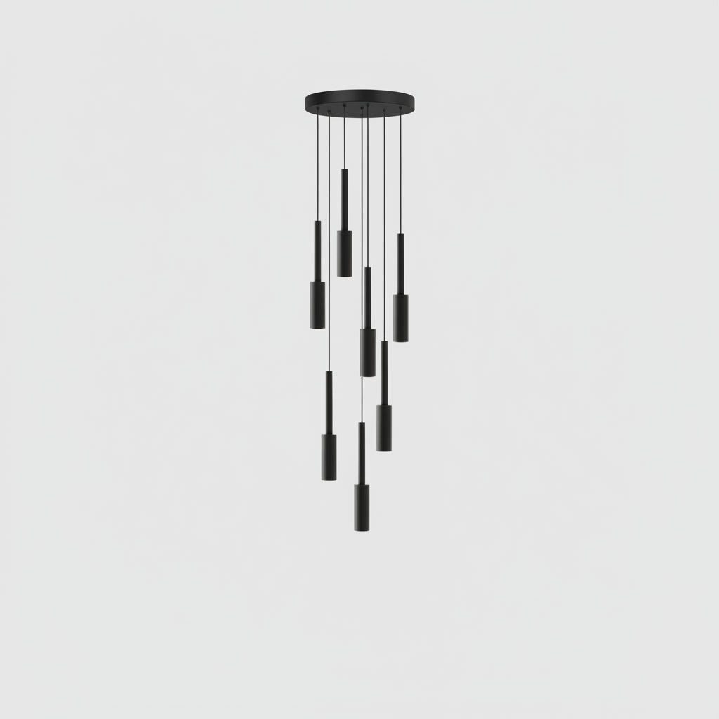 Adjustable Multi-Drop Tube Pendant Light – Dimmable LED Stairwell & Foyer Chandelier | Thomler