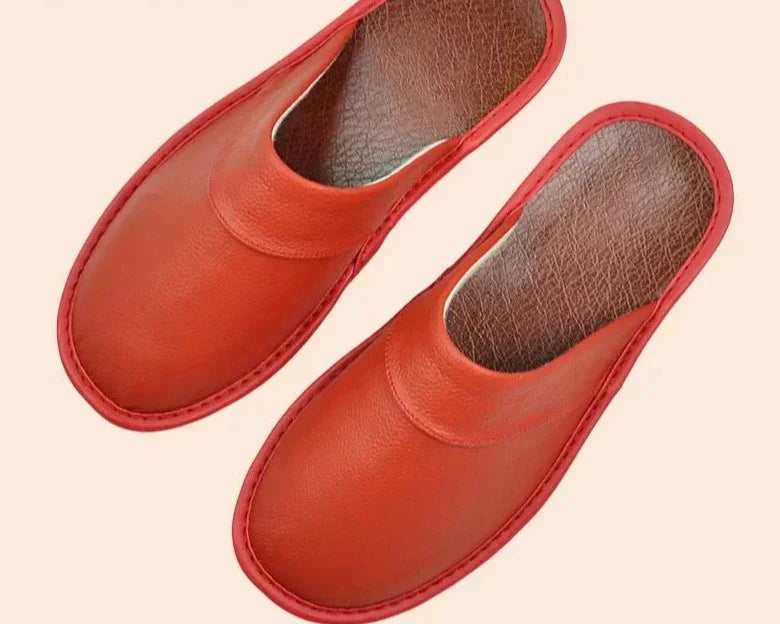 Men's Genuine Leather House Slippers – Soft Indoor Moccasins for Fall & Winter | Thomler