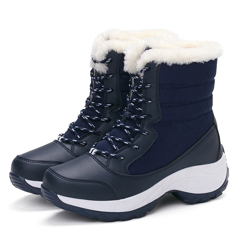 Plush-Lined Winter Boots for Women – Cozy Mid-Calf Snow Boots with PU Leather Upper & Non-Slip Sole for Cold Weather & Daily Wear | Thomler