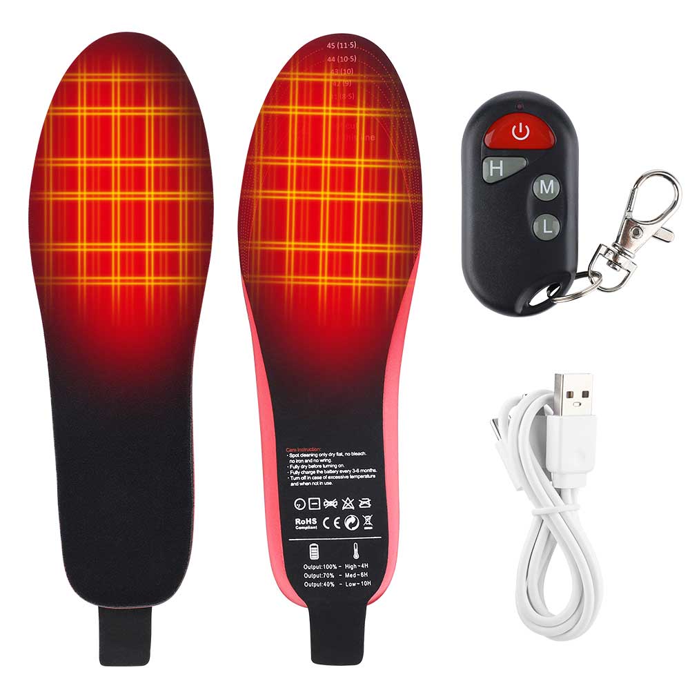 Rechargeable Heated Insoles with 3 Temperature Settings for Winter | Battery-Powered Foot Warmers for Men & Women | USB-Charged Heat | Thomler