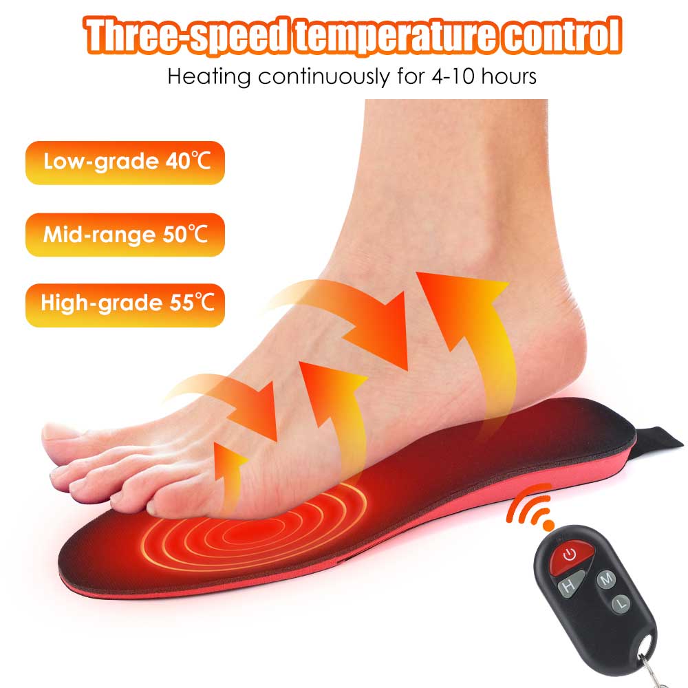 Rechargeable Heated Insoles with 3 Temperature Settings for Winter | Battery-Powered Foot Warmers for Men & Women | USB-Charged Heat | Thomler