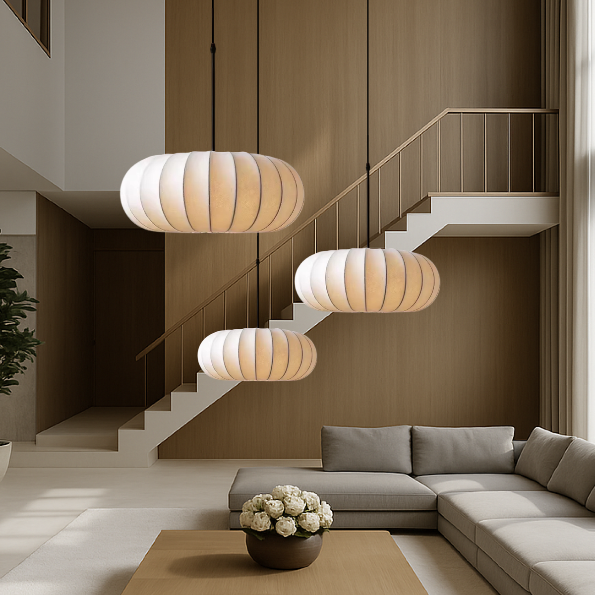 Silk Pendant Light – Modern Dome Ceiling Fixture for Dining Room, Kitchen Island & Living Room – 3000K Warm White LED with Adjustable Cord | Thomler