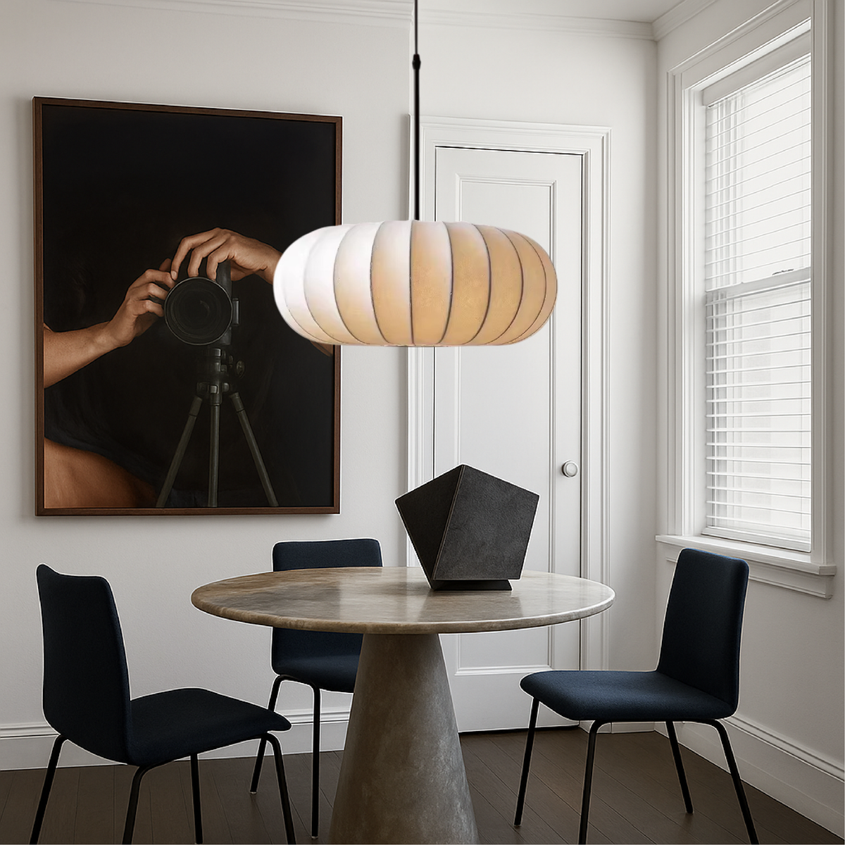 Silk Pendant Light – Modern Dome Ceiling Fixture for Dining Room, Kitchen Island & Living Room – 3000K Warm White LED with Adjustable Cord | Thomler