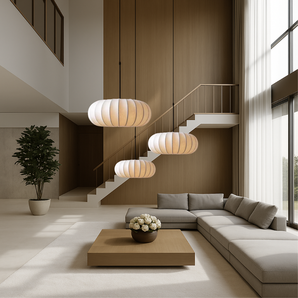 Silk Pendant Light – Modern Dome Ceiling Fixture for Dining Room, Kitchen Island & Living Room – 3000K Warm White LED with Adjustable Cord | Thomler