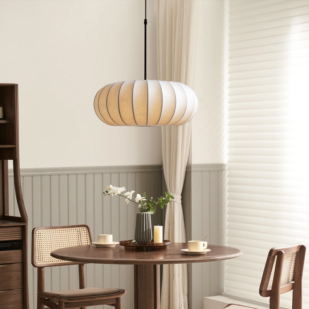 Silk Pendant Light – Modern Dome Ceiling Fixture for Dining Room, Kitchen Island & Living Room – 3000K Warm White LED with Adjustable Cord | Thomler