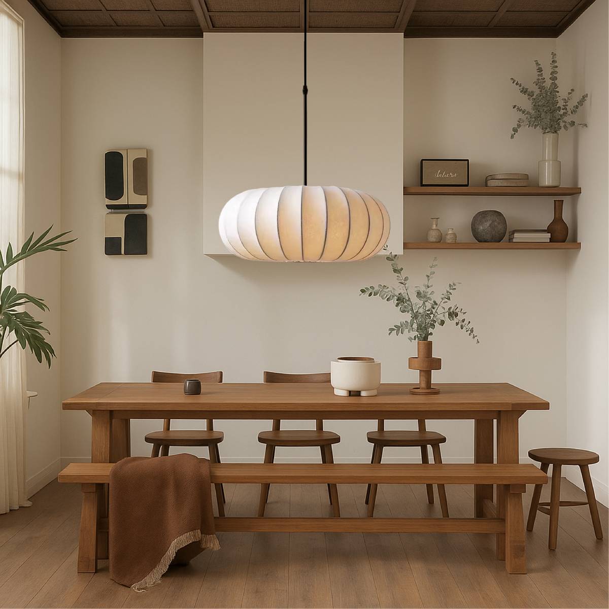 Silk Pendant Light – Modern Dome Ceiling Fixture for Dining Room, Kitchen Island & Living Room – 3000K Warm White LED with Adjustable Cord | Thomler