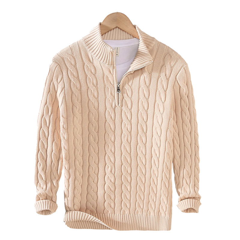 Men's Half-Zip Pullover Sweater with Ribbed Collar – Classic Textured Knit for Casual & Dressy Occasions | Thomler