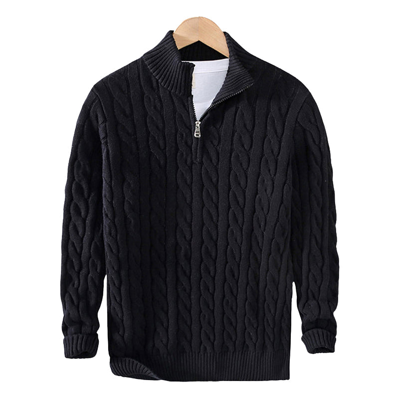 Men's Half-Zip Pullover Sweater with Ribbed Collar – Classic Textured Knit for Casual & Dressy Occasions | Thomler