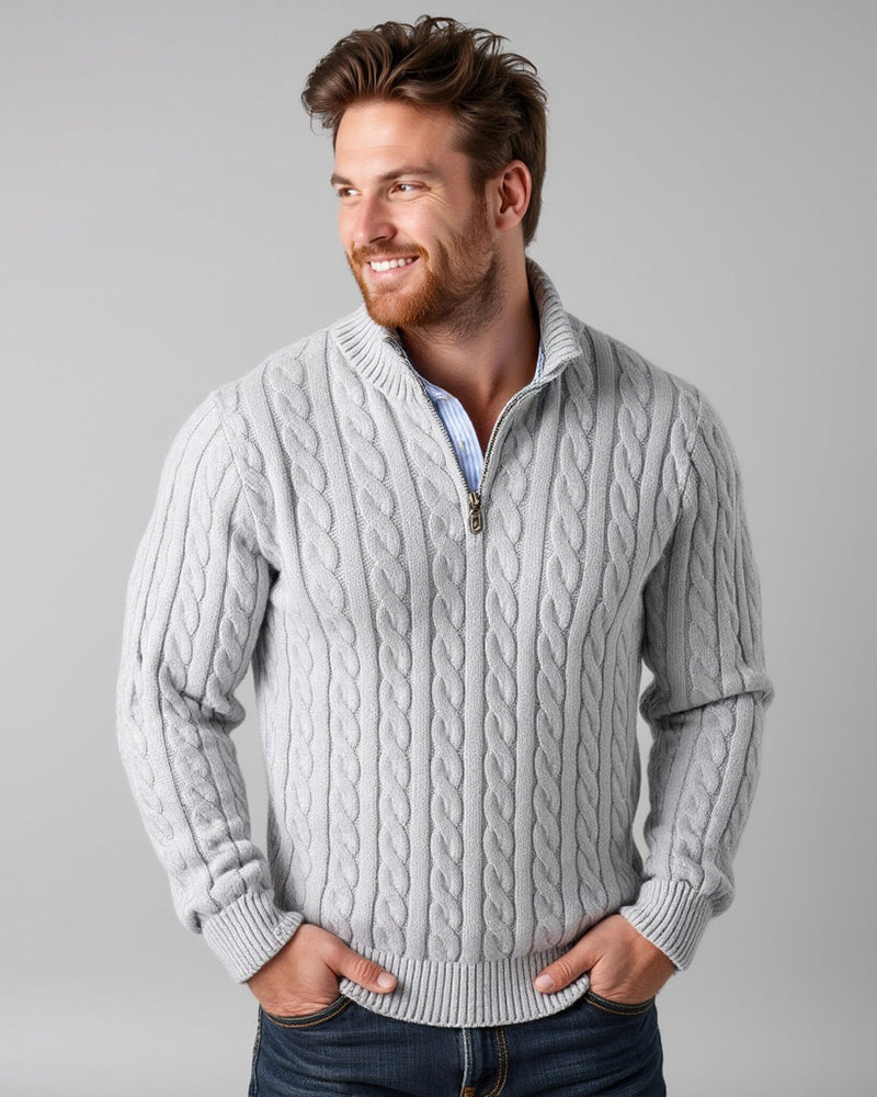 Men's Half-Zip Pullover Sweater with Ribbed Collar – Classic Textured Knit for Casual & Dressy Occasions | Thomler