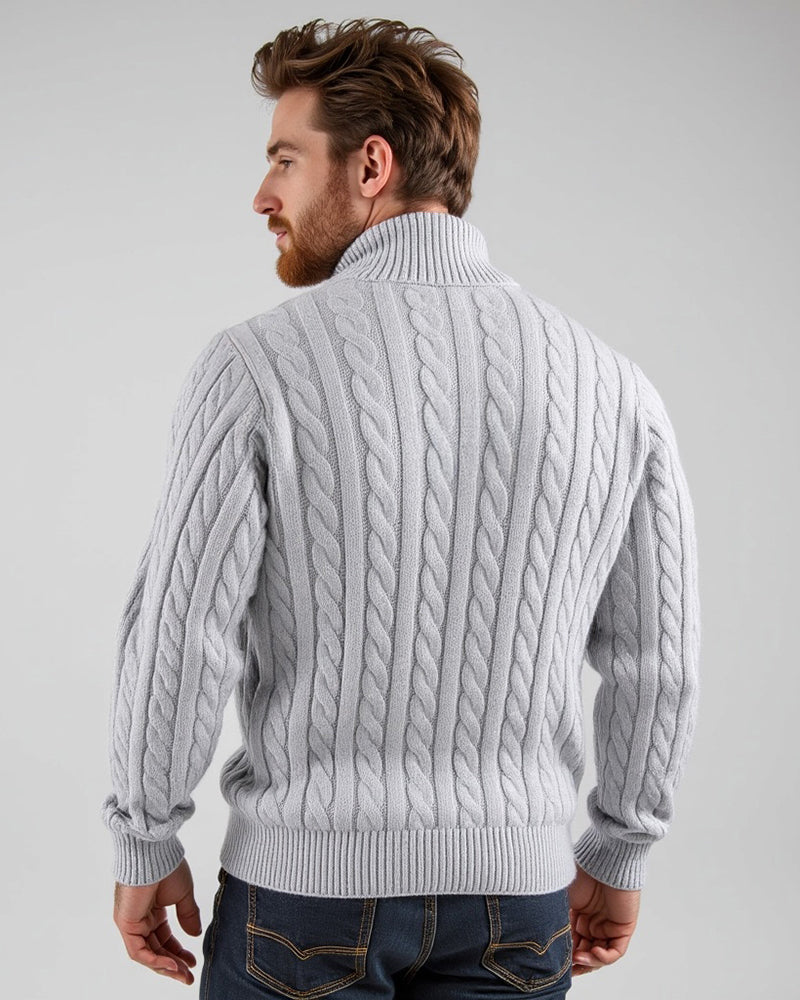 Men's Half-Zip Pullover Sweater with Ribbed Collar – Classic Textured Knit for Casual & Dressy Occasions | Thomler