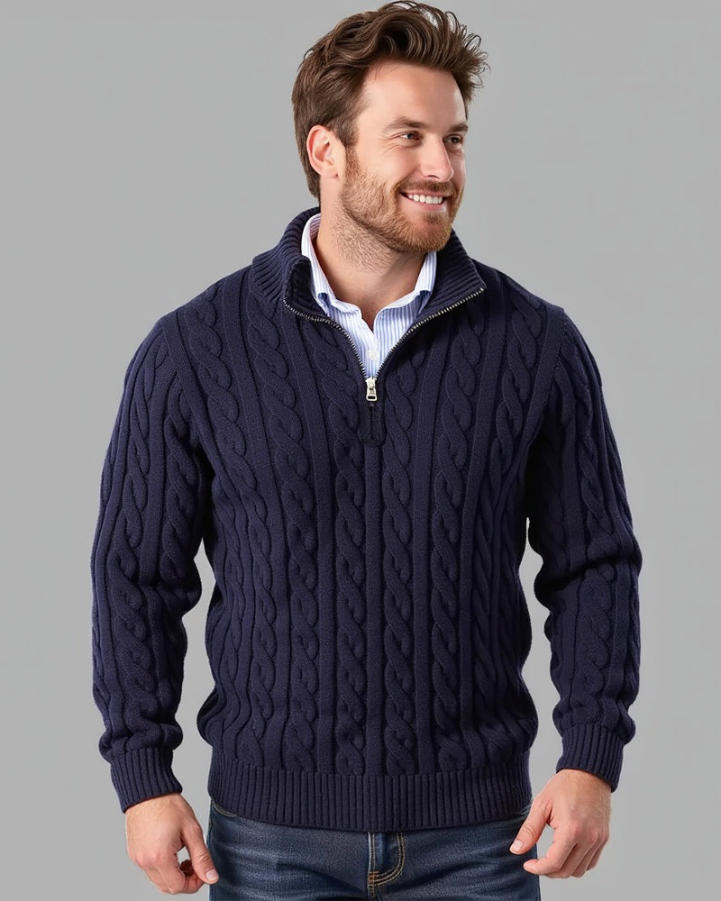 Men's Half-Zip Pullover Sweater with Ribbed Collar – Classic Textured Knit for Casual & Dressy Occasions | Thomler