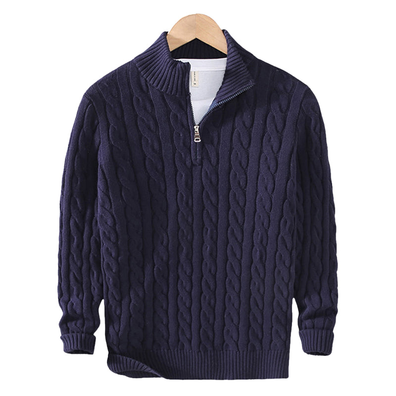 Men's Half-Zip Pullover Sweater with Ribbed Collar – Classic Textured Knit for Casual & Dressy Occasions | Thomler