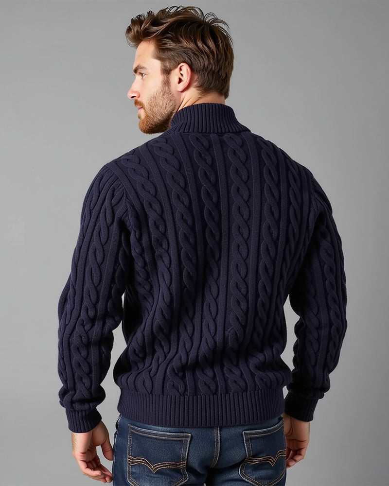 Men's Half-Zip Pullover Sweater with Ribbed Collar – Classic Textured Knit for Casual & Dressy Occasions | Thomler
