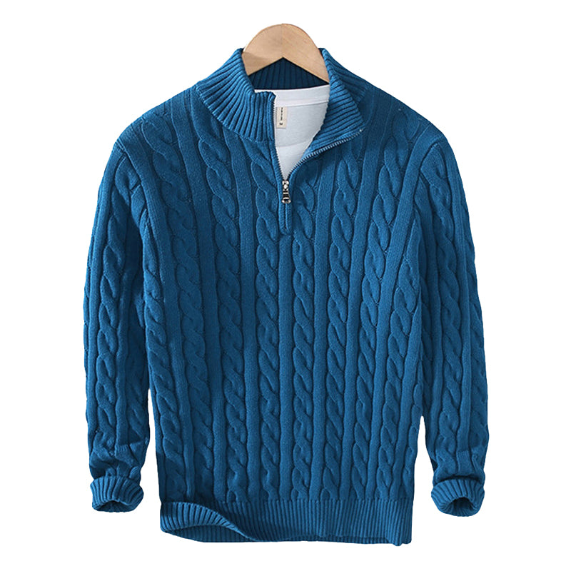 Men's Half-Zip Pullover Sweater with Ribbed Collar – Classic Textured Knit for Casual & Dressy Occasions | Thomler