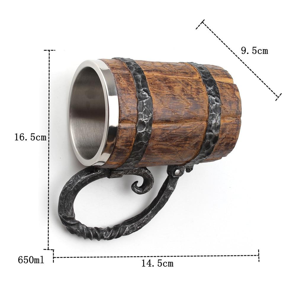 Insulated Viking Drinking Mug with Norse Carvings – 22 oz Double-Wall Tankard for Hot Coffee or Cold Beer | Thomler
