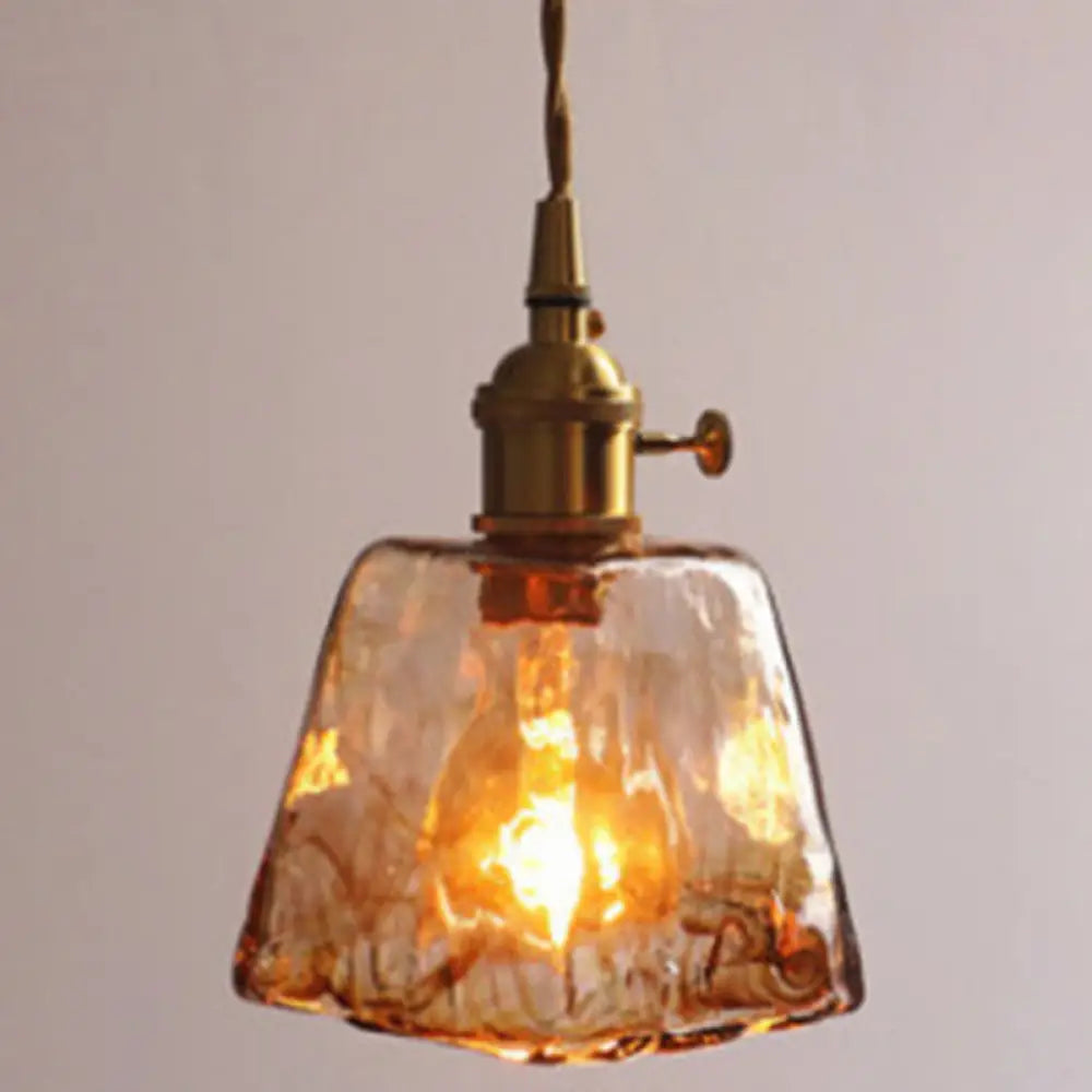 Single-Bulb Hanging Ceiling Light Golden Honey Glass Shade Retro Fixture for Dining Room Kitchen Island Living Space | Thomler
