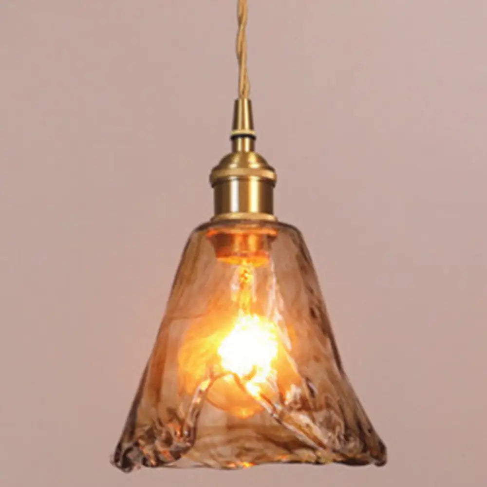 Single-Bulb Hanging Ceiling Light Golden Honey Glass Shade Retro Fixture for Dining Room Kitchen Island Living Space | Thomler