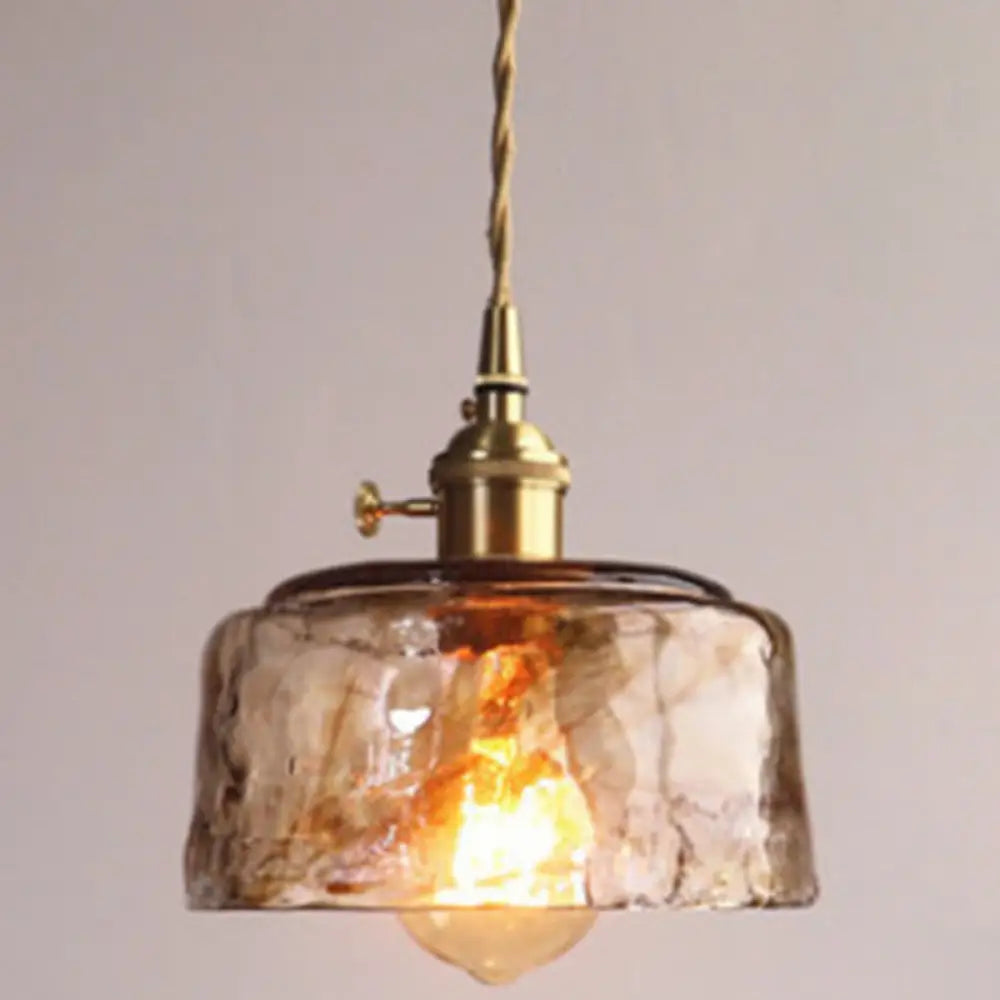 Single-Bulb Hanging Ceiling Light Golden Honey Glass Shade Retro Fixture for Dining Room Kitchen Island Living Space | Thomler