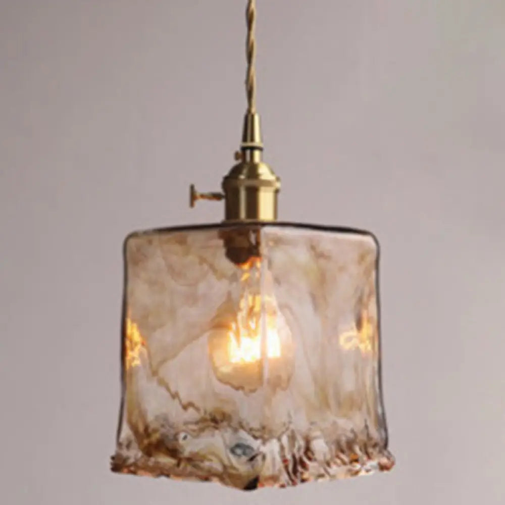 Single-Bulb Hanging Ceiling Light Golden Honey Glass Shade Retro Fixture for Dining Room Kitchen Island Living Space | Thomler