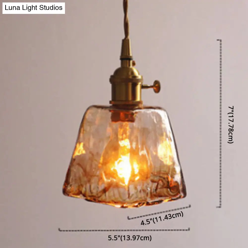 Single-Bulb Hanging Ceiling Light Golden Honey Glass Shade Retro Fixture for Dining Room Kitchen Island Living Space | Thomler